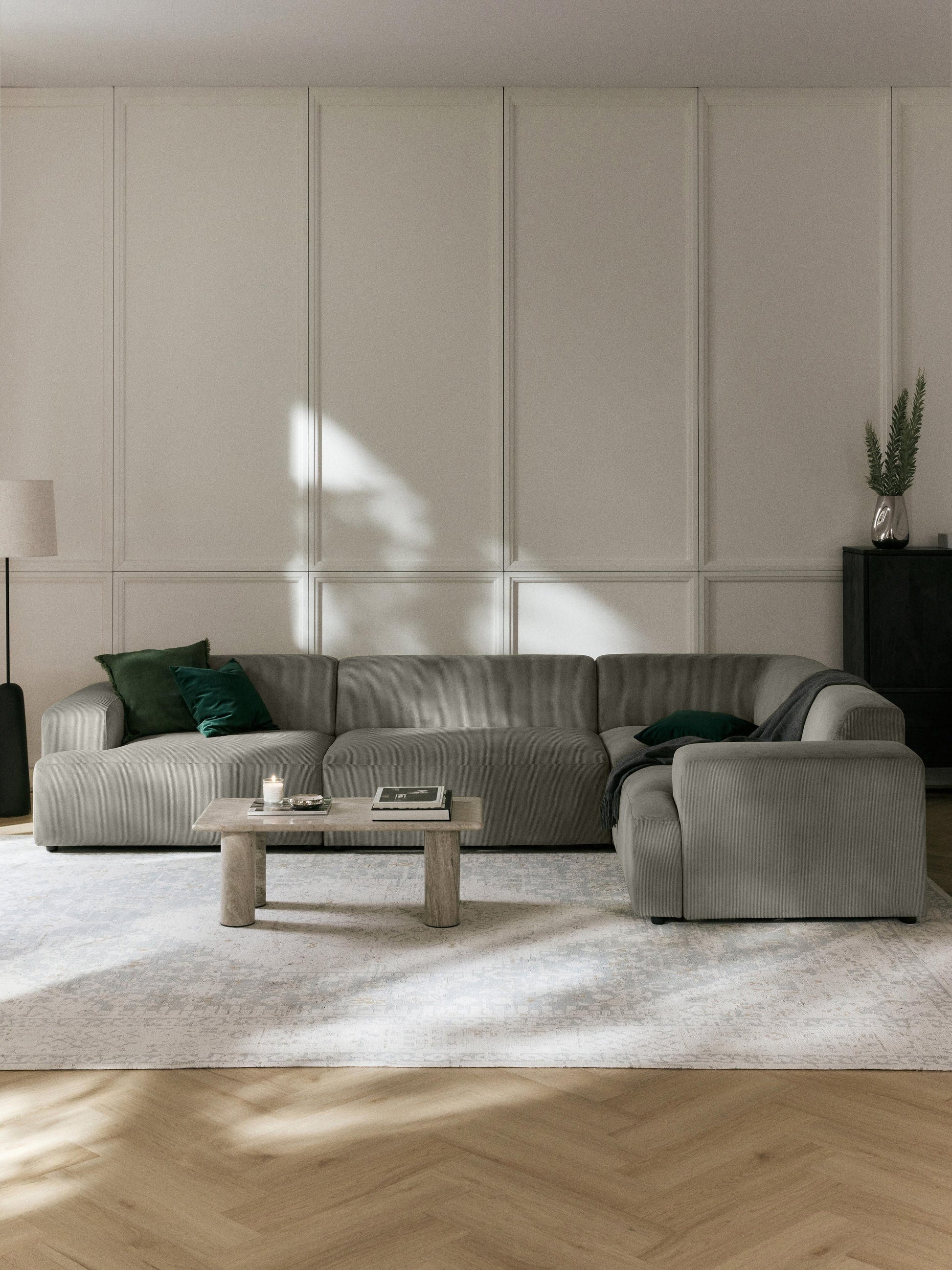 Melvisse Large Corduroy Corner Sofa (4-Seater)