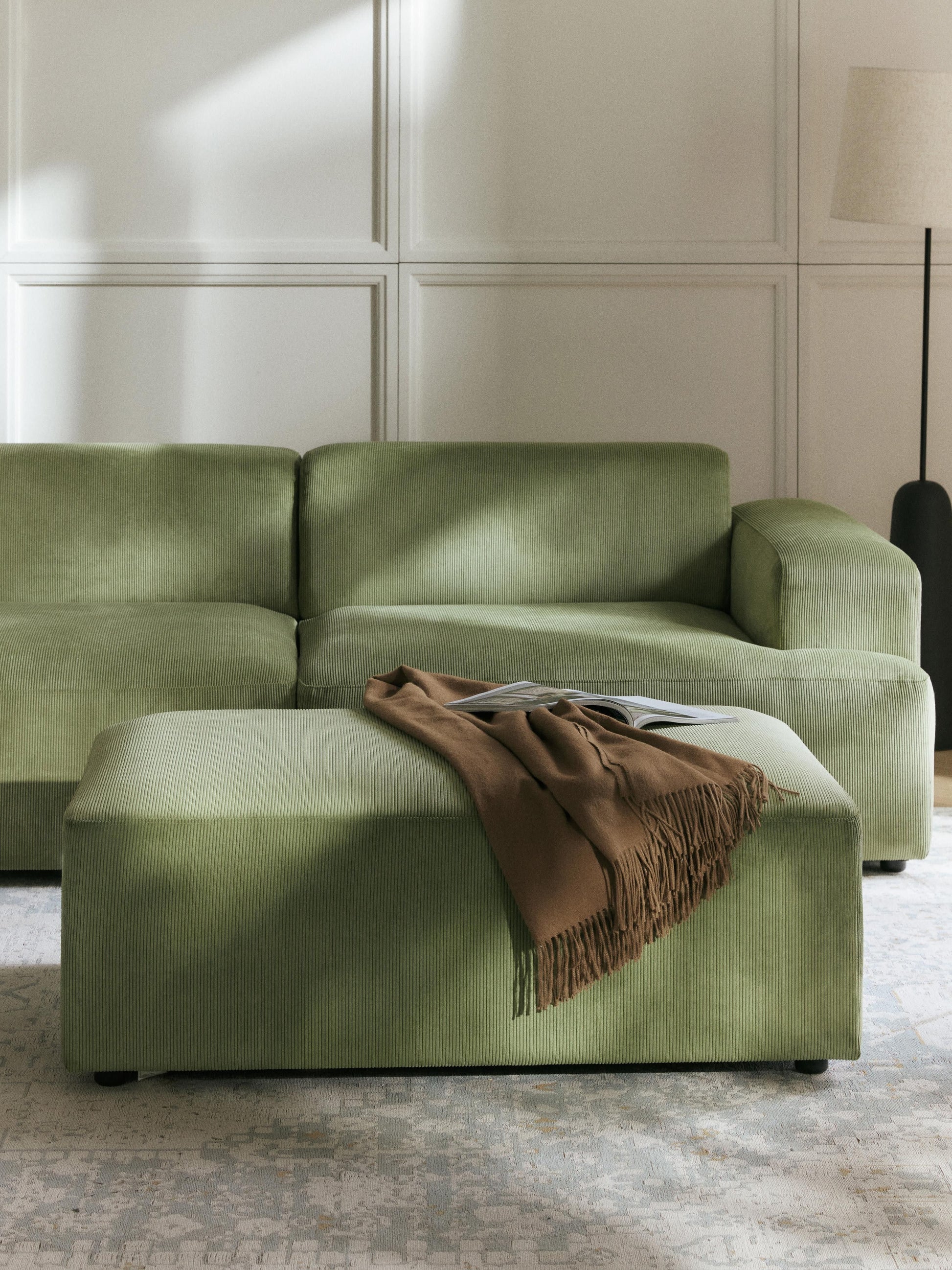 Melvisse XL Ottoman in Corduroy, W 116 x D 72 cm