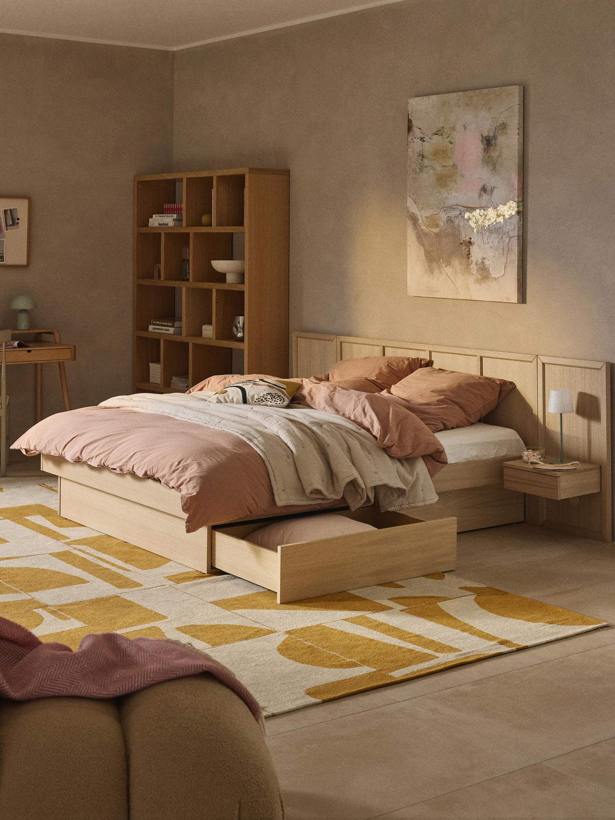 Nantoro Wooden Bed with Bedside Tables and Headboard