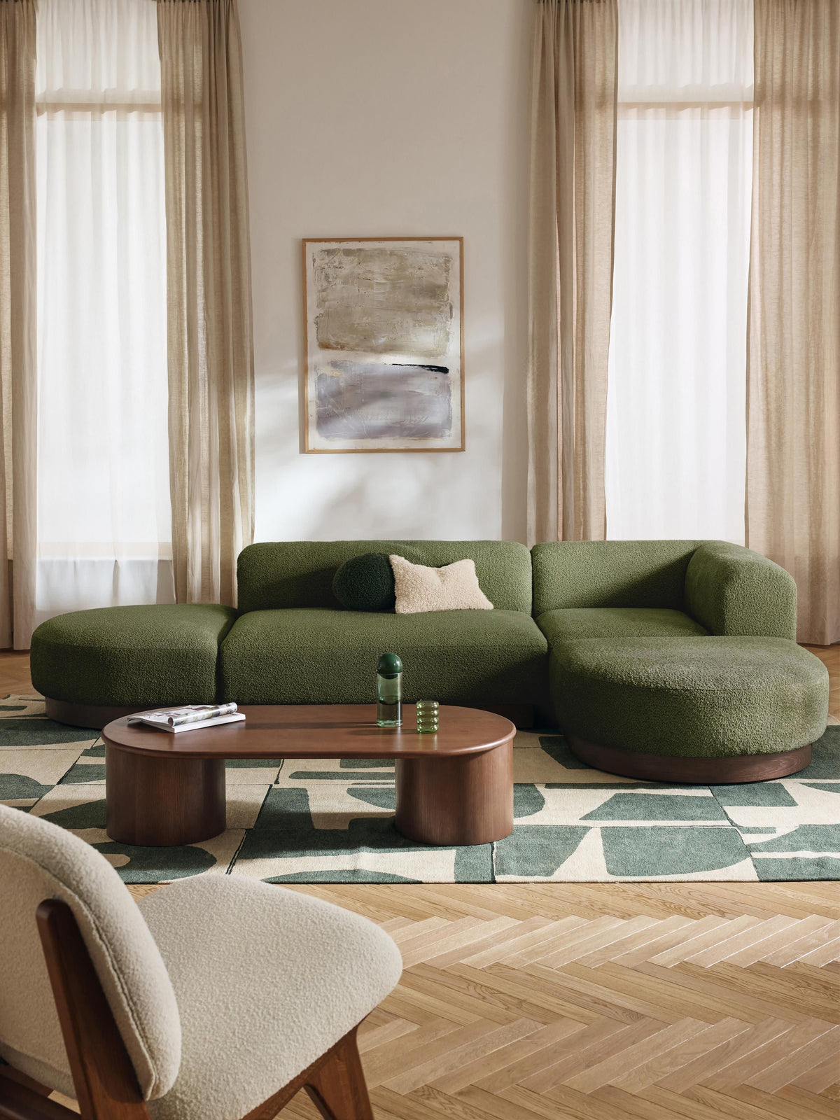 Natalisse Modular Corner Sofa in Teddy Bouclé