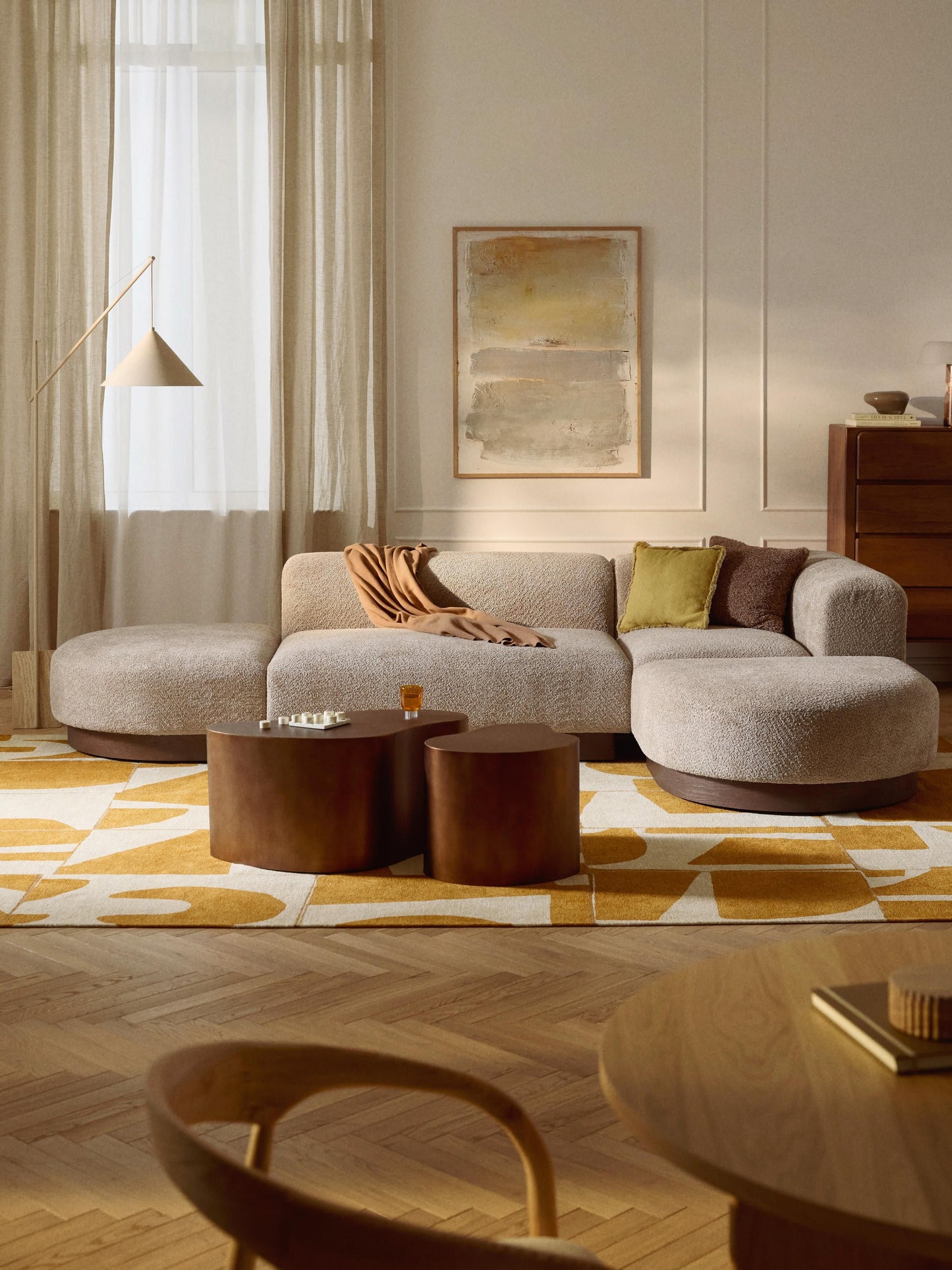 Natalisse Modular Corner Sofa in Teddy Bouclé