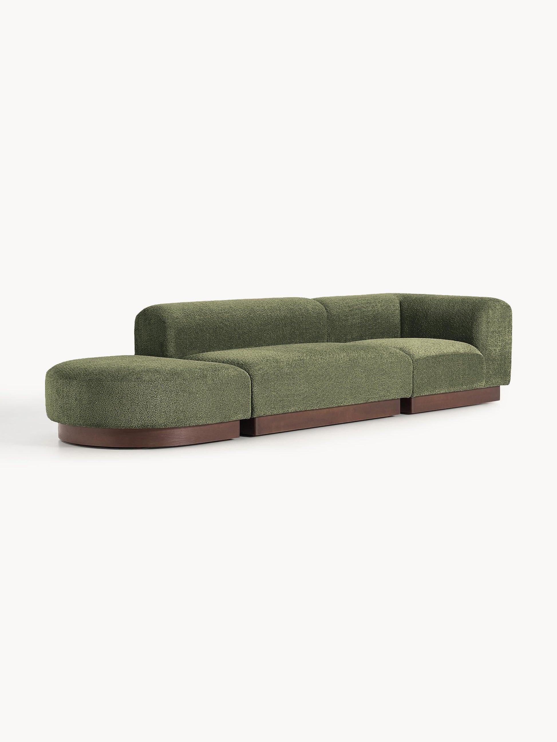 Natalisse Modular Ottoman in Teddy Bouclé with Stool (Left/Right)