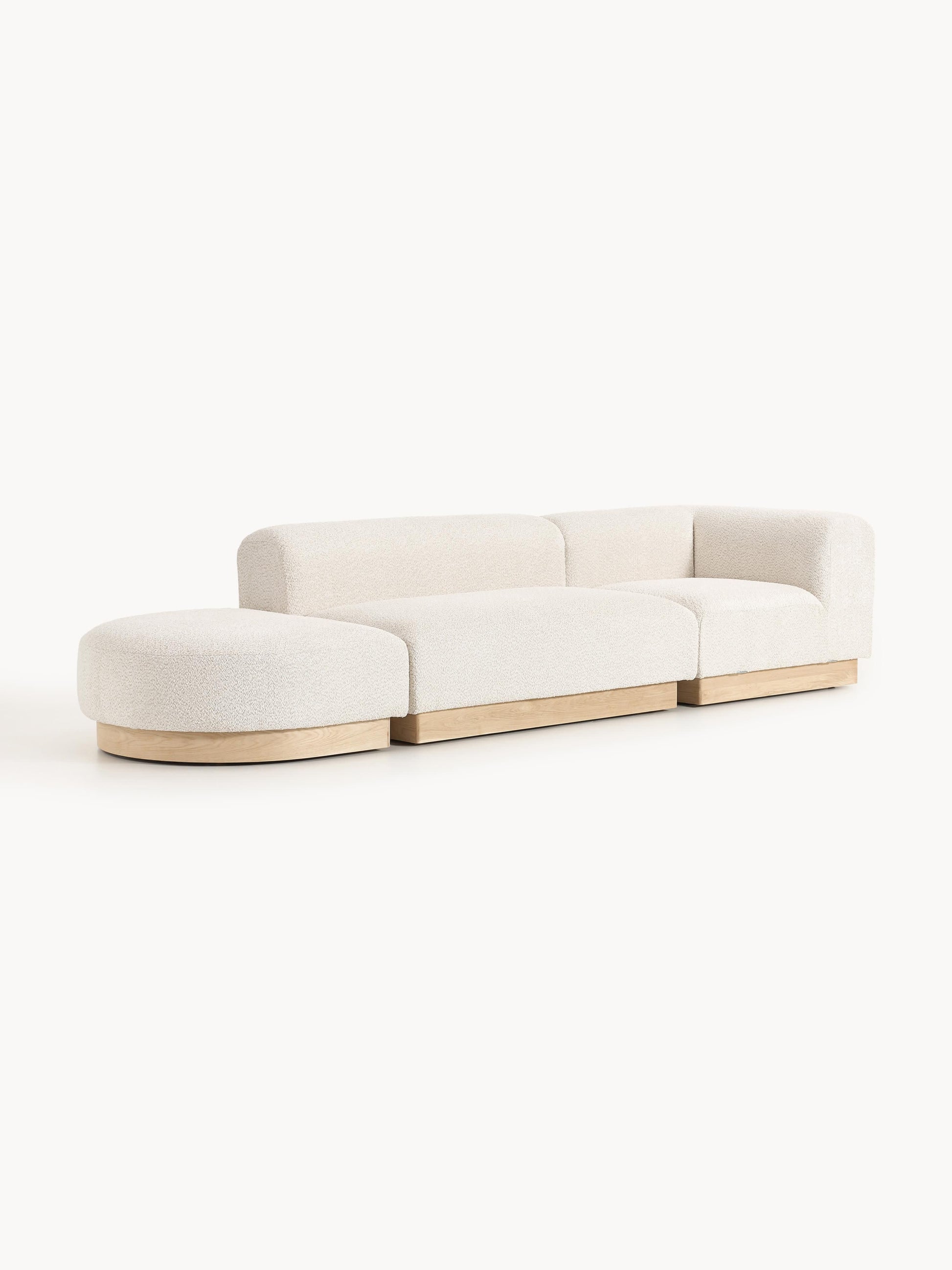 Natalisse Modular Ottoman in Teddy Bouclé with Stool (Left/Right)
