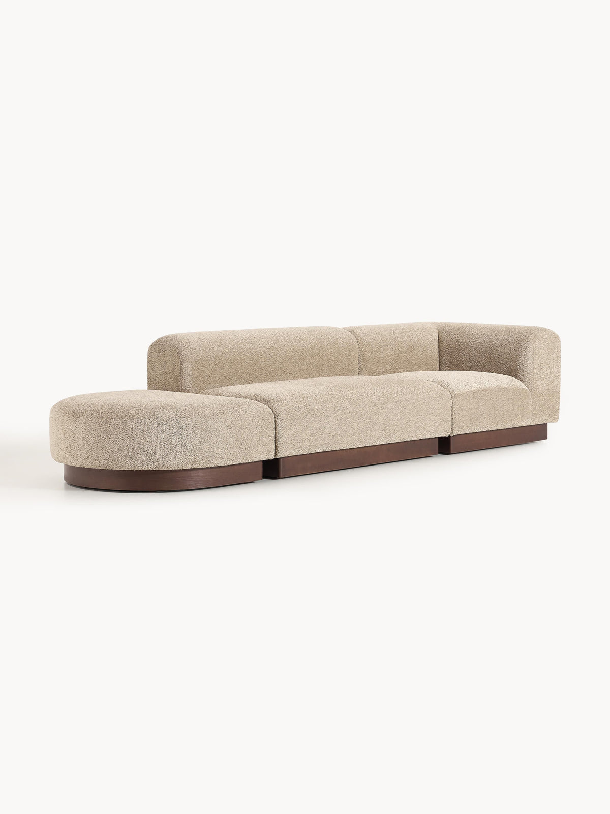 Natalisse Modular Ottoman in Teddy Bouclé with Stool (Left/Right)