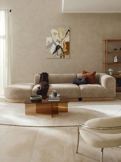 Natalisse Modular Ottoman in Teddy Bouclé with Stool (Left/Right)
