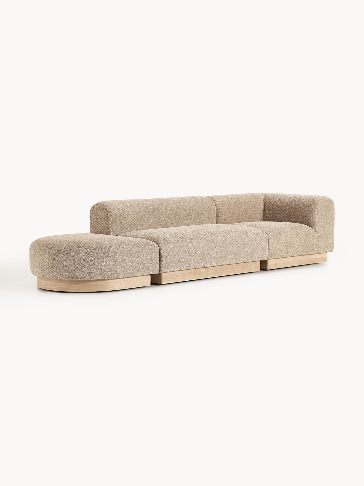 Natalisse Modular Ottoman in Teddy Bouclé with Stool (Left/Right)