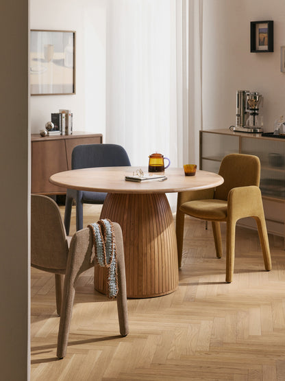 Nellandre Round Dining Table with Fluted Texture, in Various Sizes