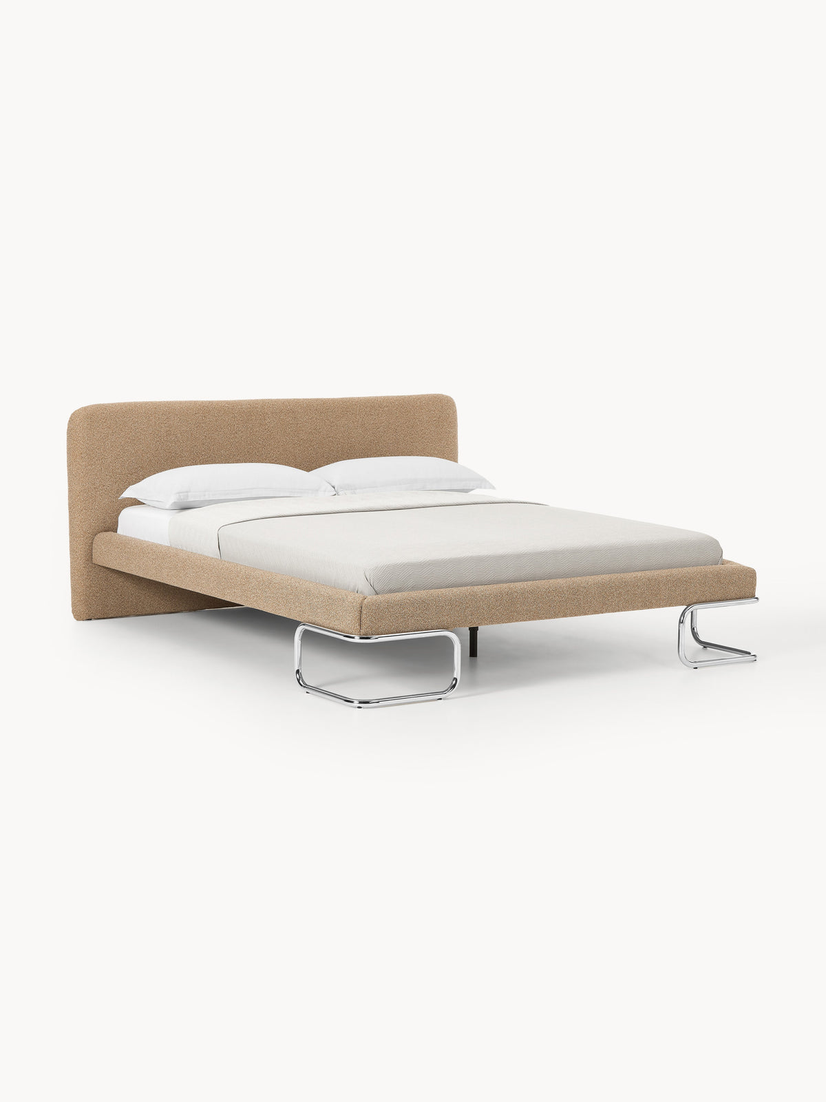 Olinelle Bouclé Upholstered Bed with Metal Legs