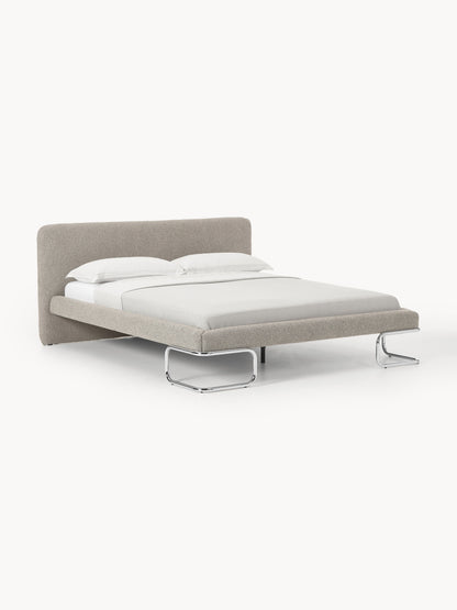 Olinelle Bouclé Upholstered Bed with Metal Legs