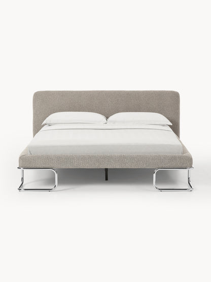 Olinelle Bouclé Upholstered Bed with Metal Legs