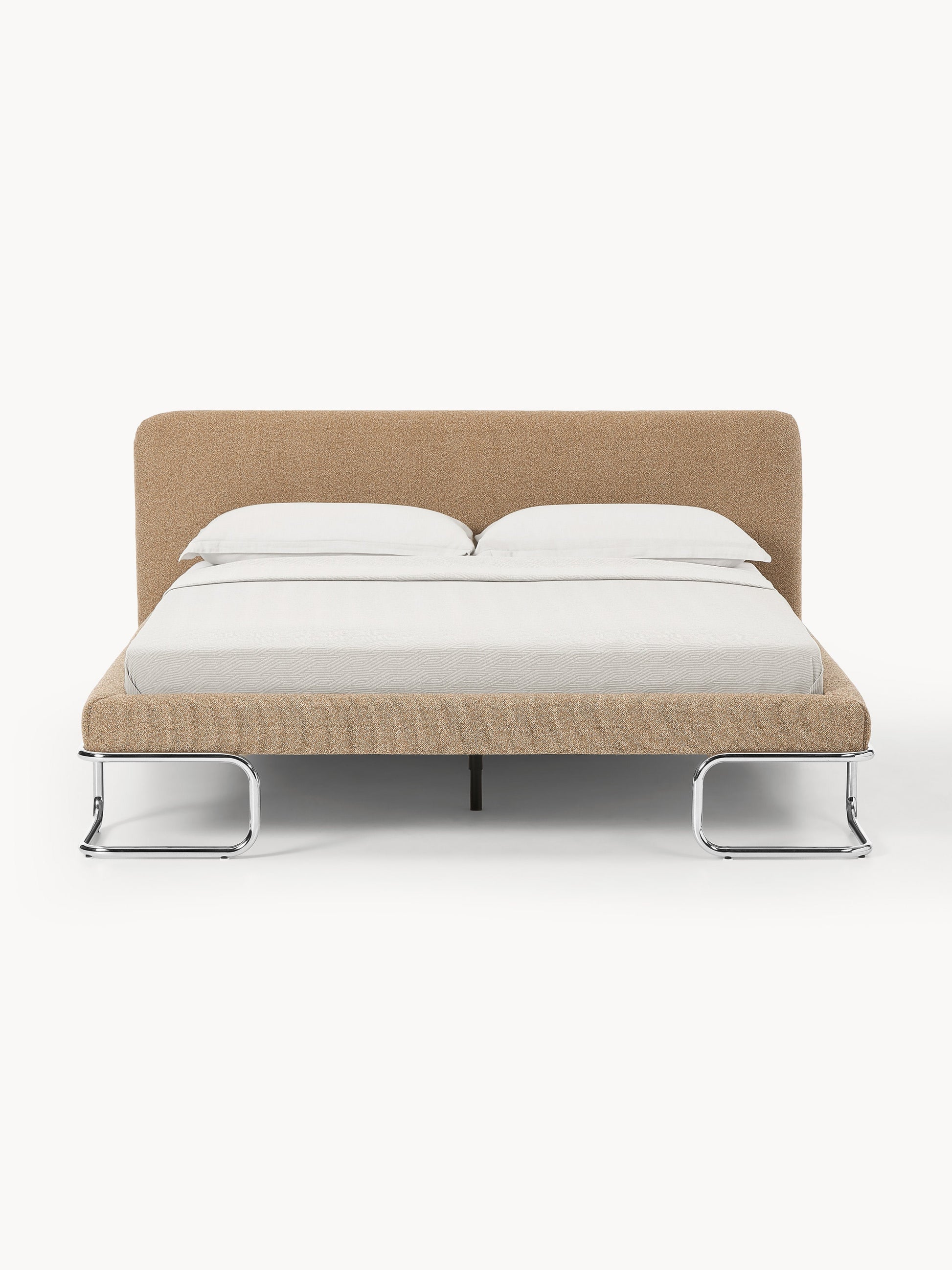 Olinelle Bouclé Upholstered Bed with Metal Legs