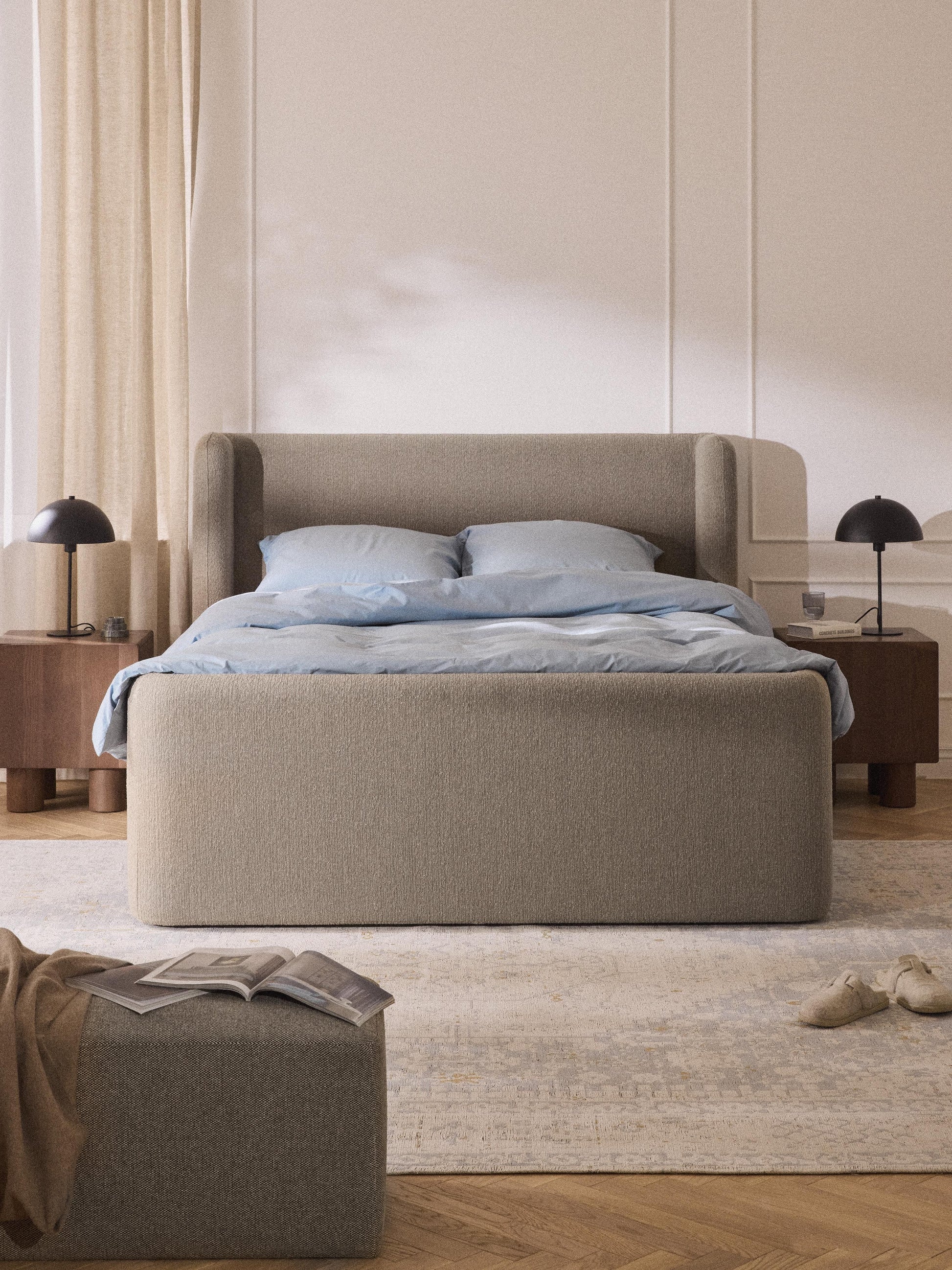 Perlisse Bouclé Box Spring Bed with Storage