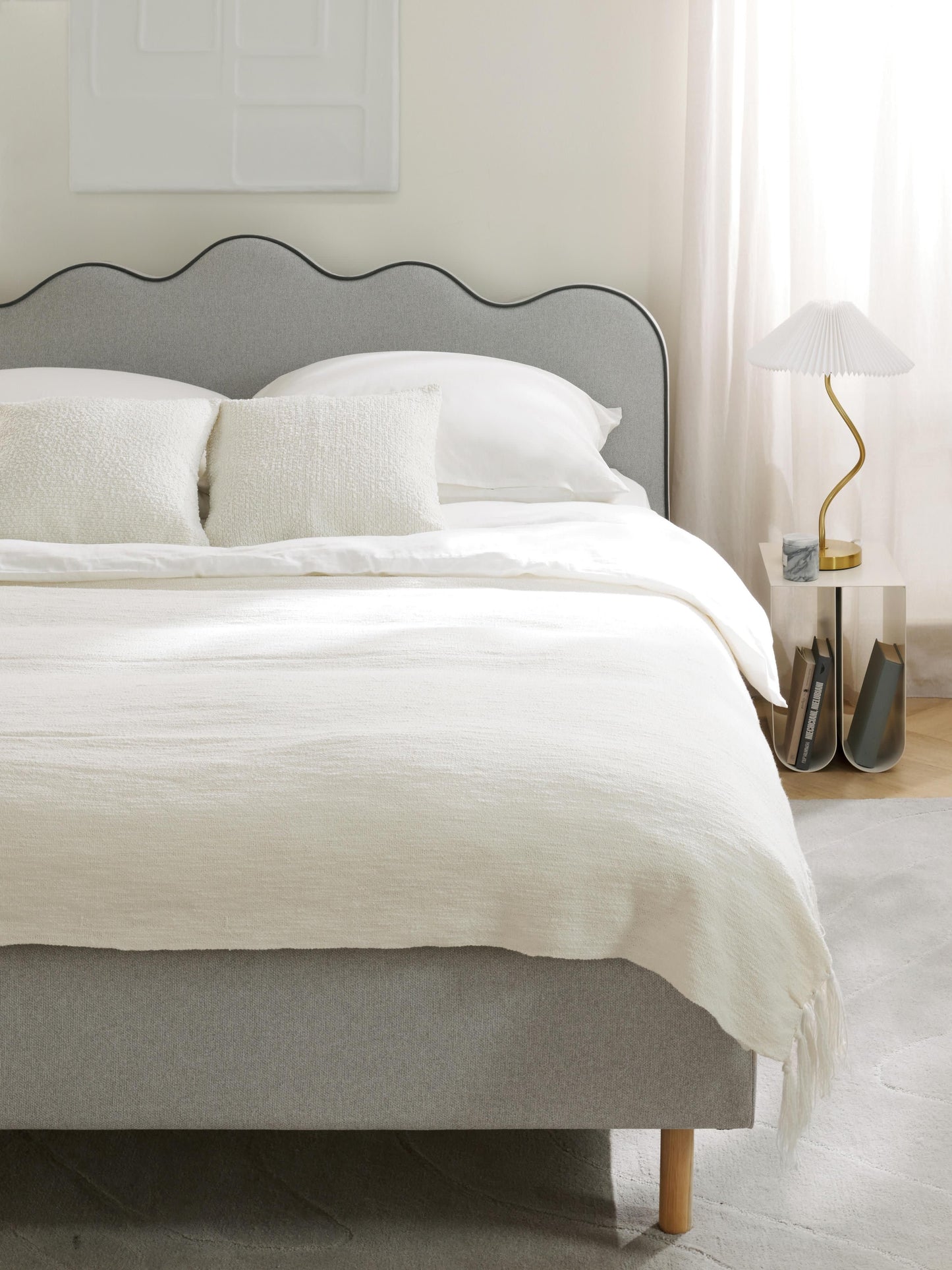 Romlisse Upholstered Bed with Wavy Headboard