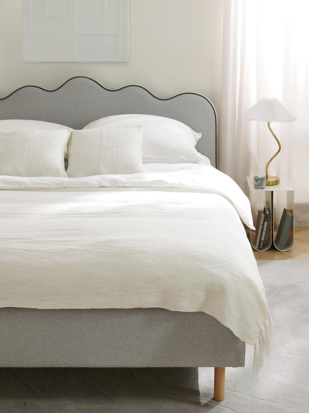 Romlisse Upholstered Bed with Wavy Headboard