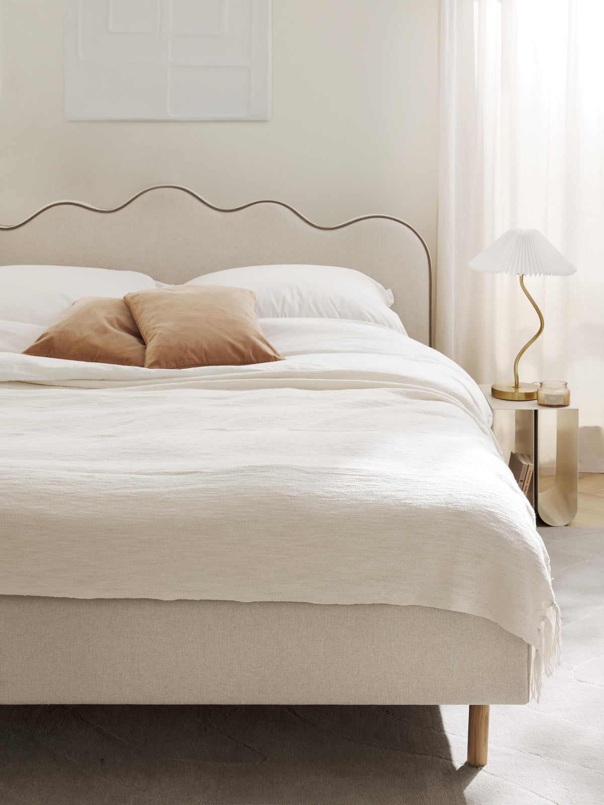 Romlisse Upholstered Bed with Wavy Headboard
