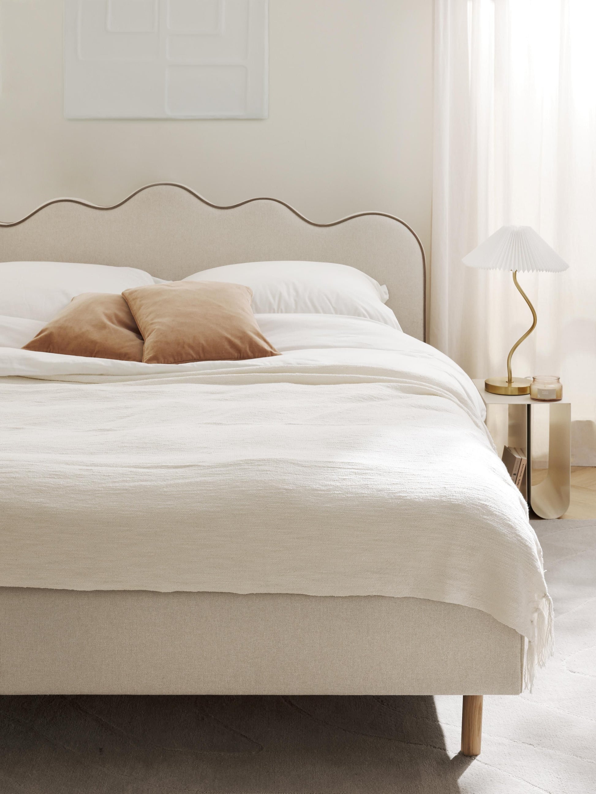 Romlisse Upholstered Bed with Wavy Headboard