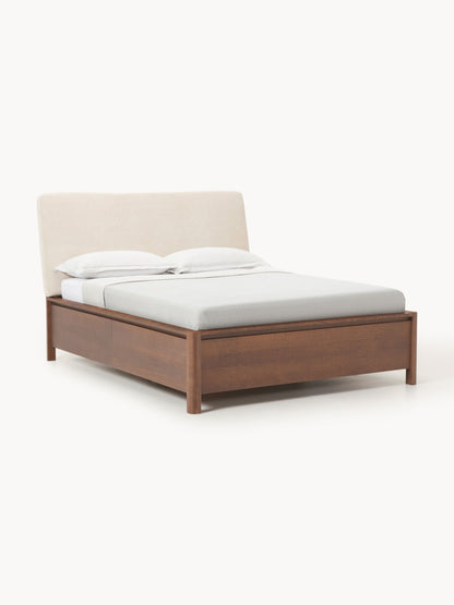 Santoro Wooden Bed with Upholstered Headboard and Drawers