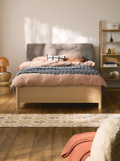 Santoro Wooden Bed with Upholstered Headboard and Drawers