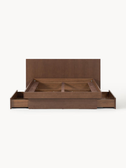 Satoure Wooden Bed with Drawers and Headboard