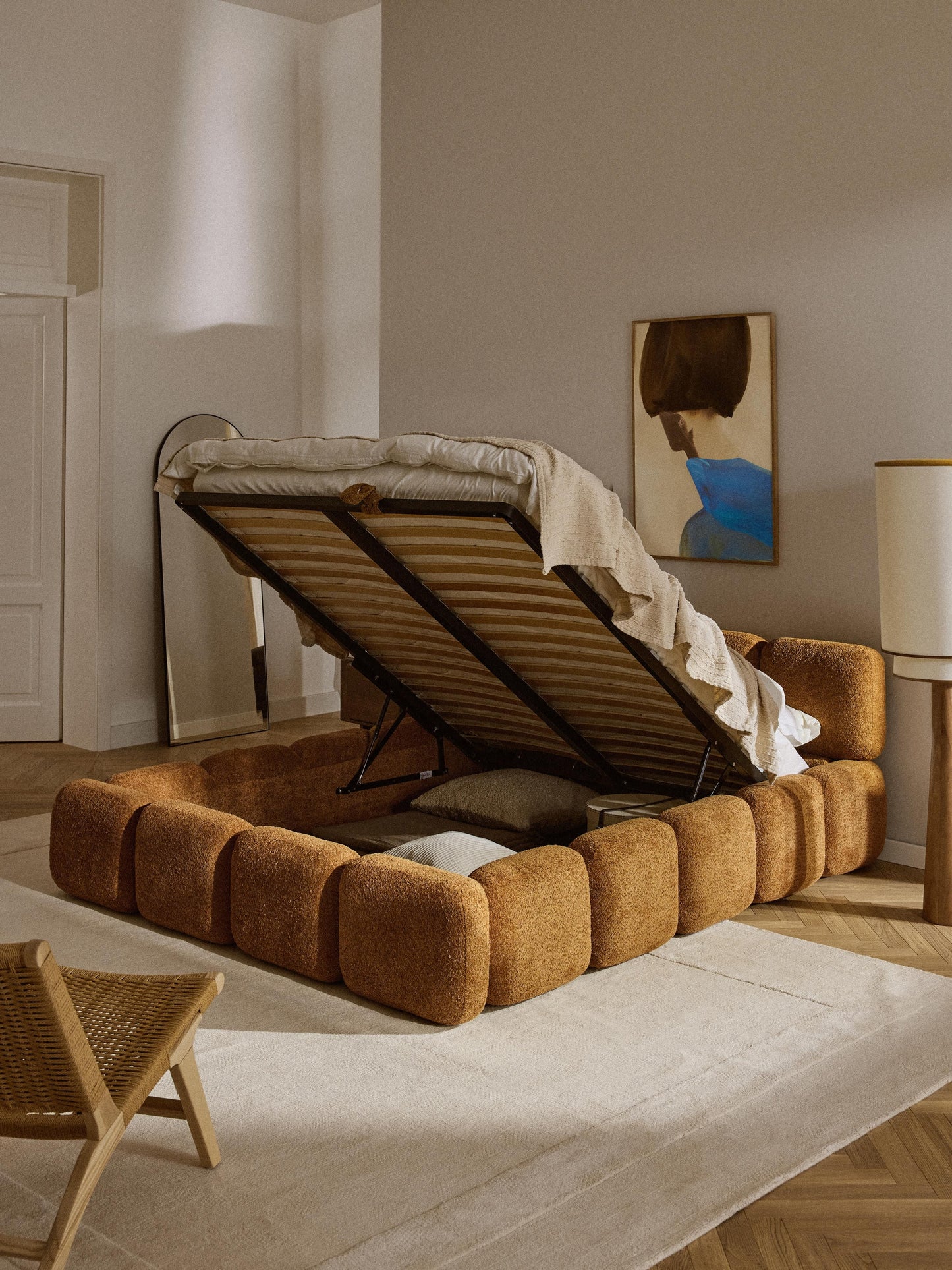 Taybelle Upholstered Teddy Bouclé Bed with Storage