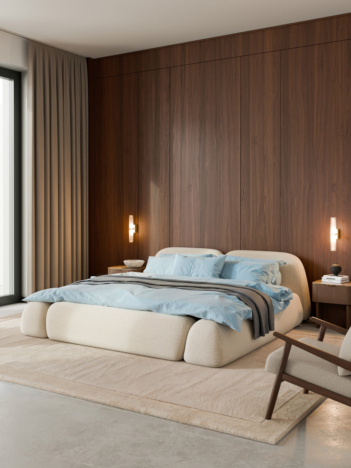 Wolkelle Bouclé Upholstered Bed
