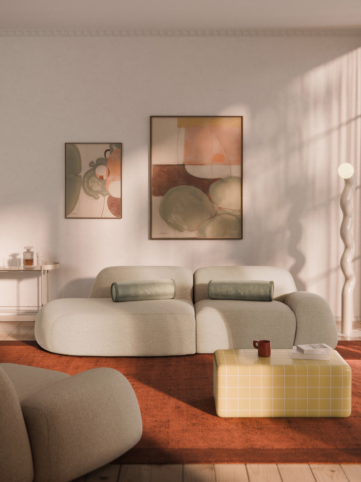 Wolkelle Modular Bouclé Chaise (3-Seater)