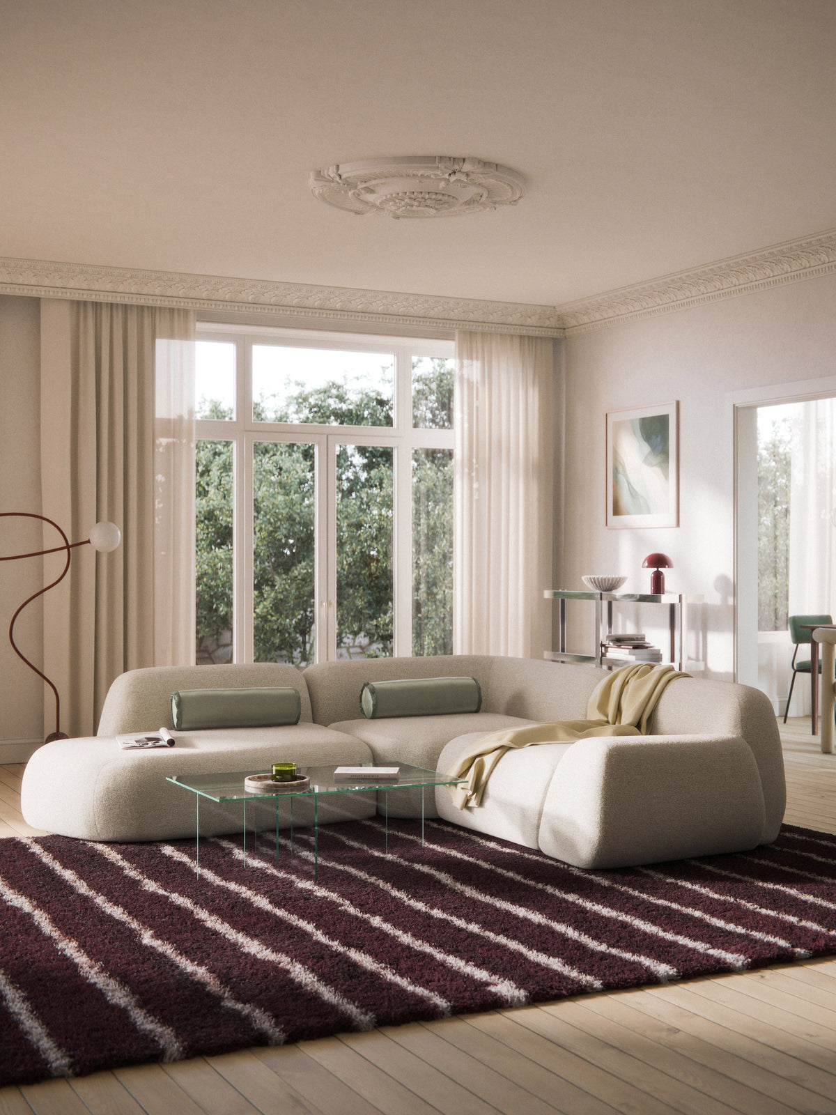 Wolkelle Modular Bouclé Corner Sofa (4-Seater) with Chaise Longue