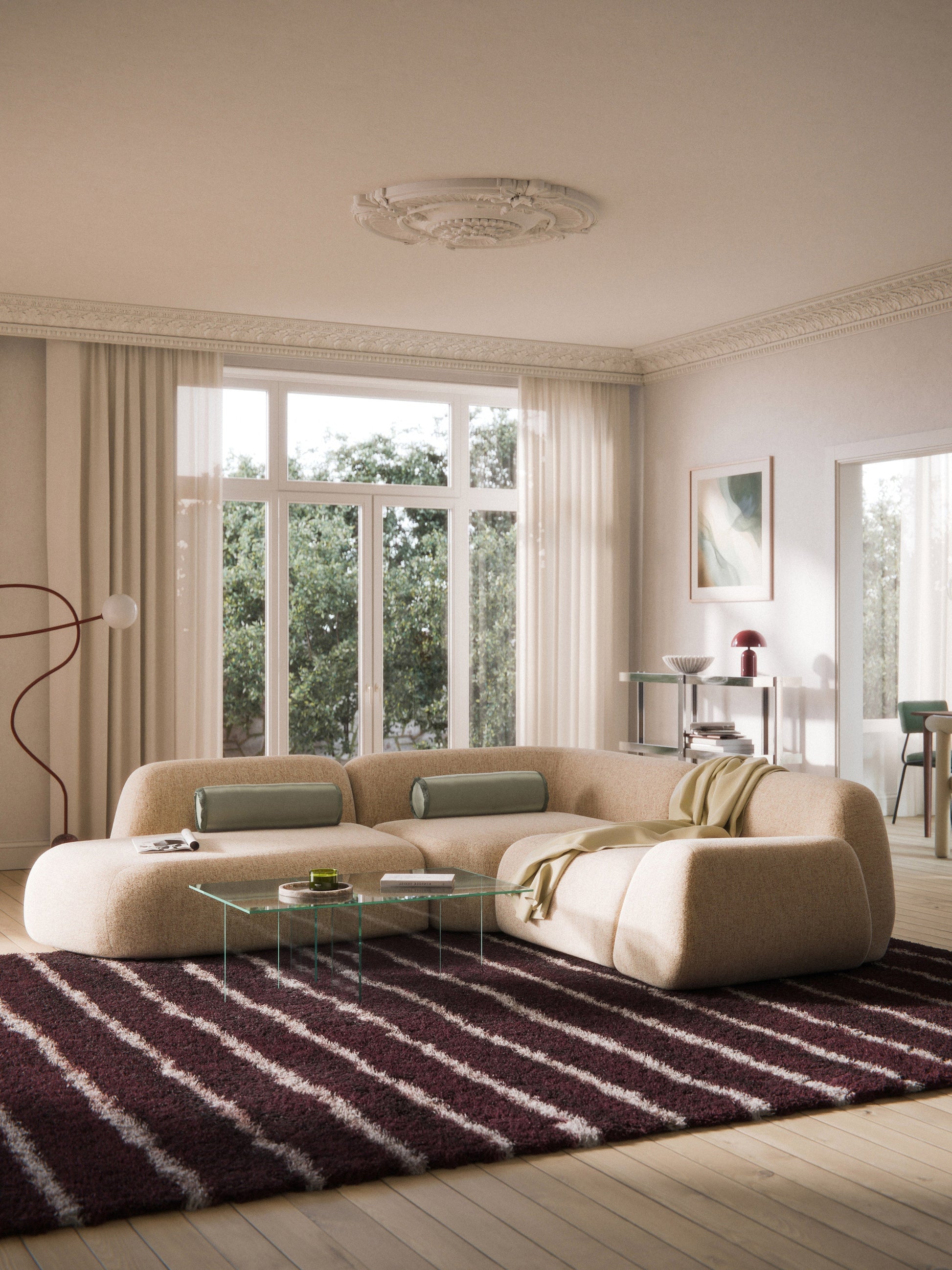 Wolkelle Modular Bouclé Corner Sofa (4-Seater) with Chaise Longue