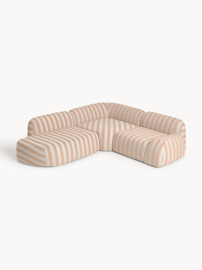 Wolkelle Modular Striped Corner Sofa (4-Seater) with Chaise Longue