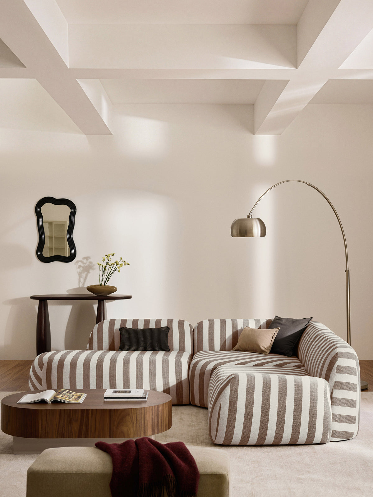 Wolkelle Modular Striped Corner Sofa (4-Seater) with Chaise Longue