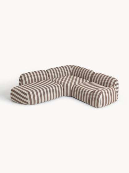 Wolkelle Modular Striped Corner Sofa (4-Seater) with Chaise Longue
