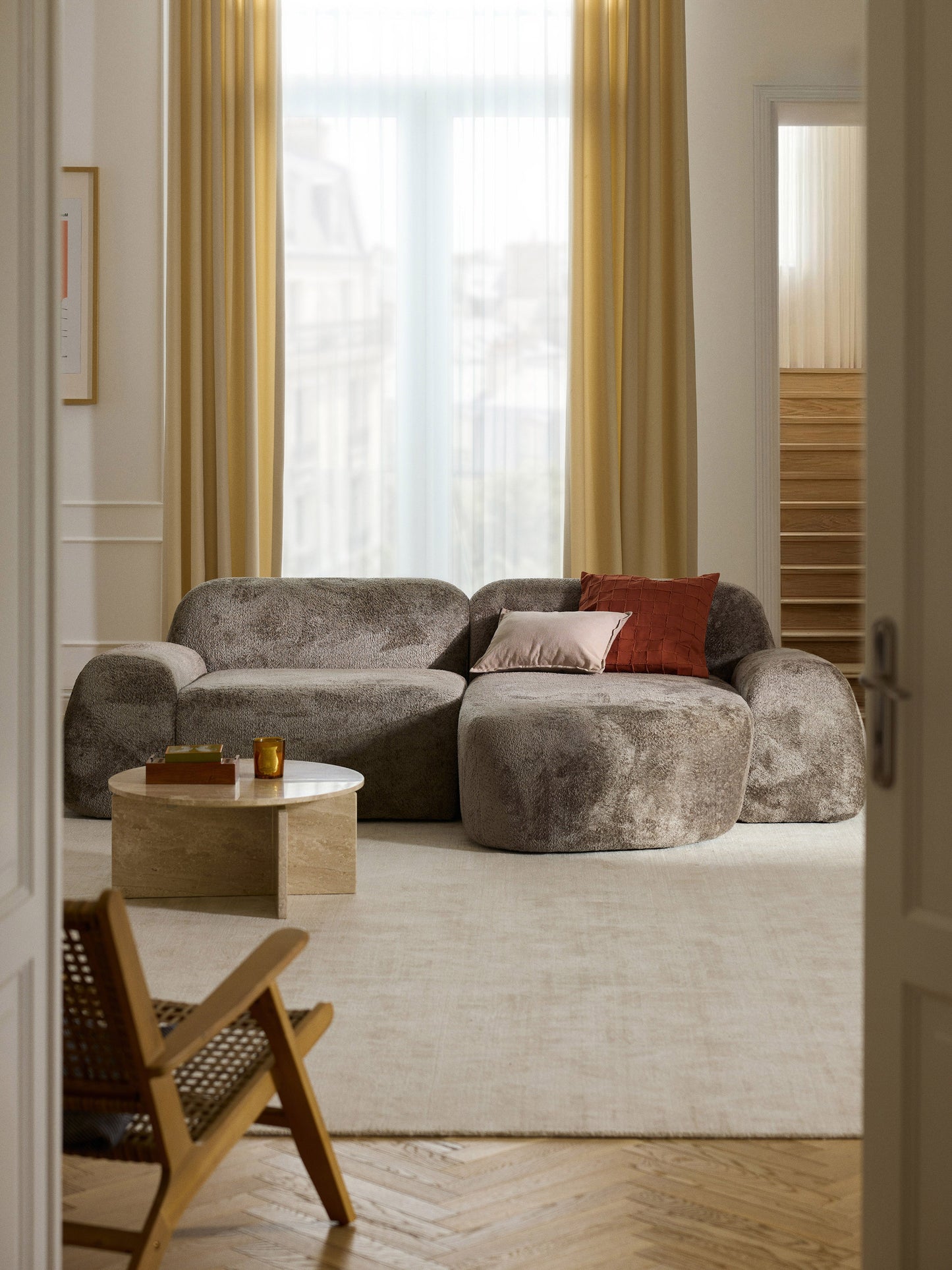 Wolkelle Modular Teddy Bouclé Corner Sofa (3-Seater)