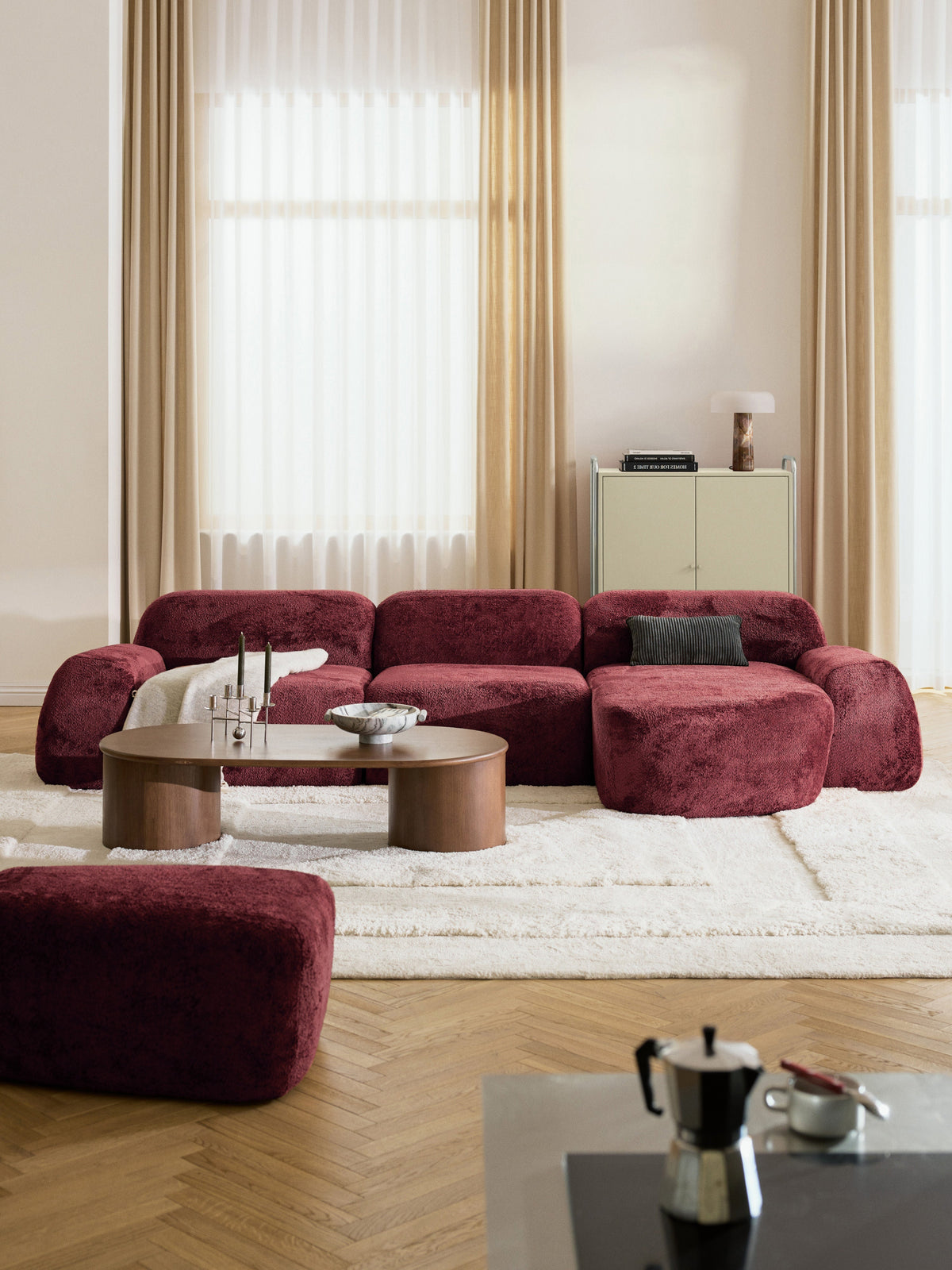 Wolkelle Modular Teddy Bouclé Corner Sofa (4-Seater)