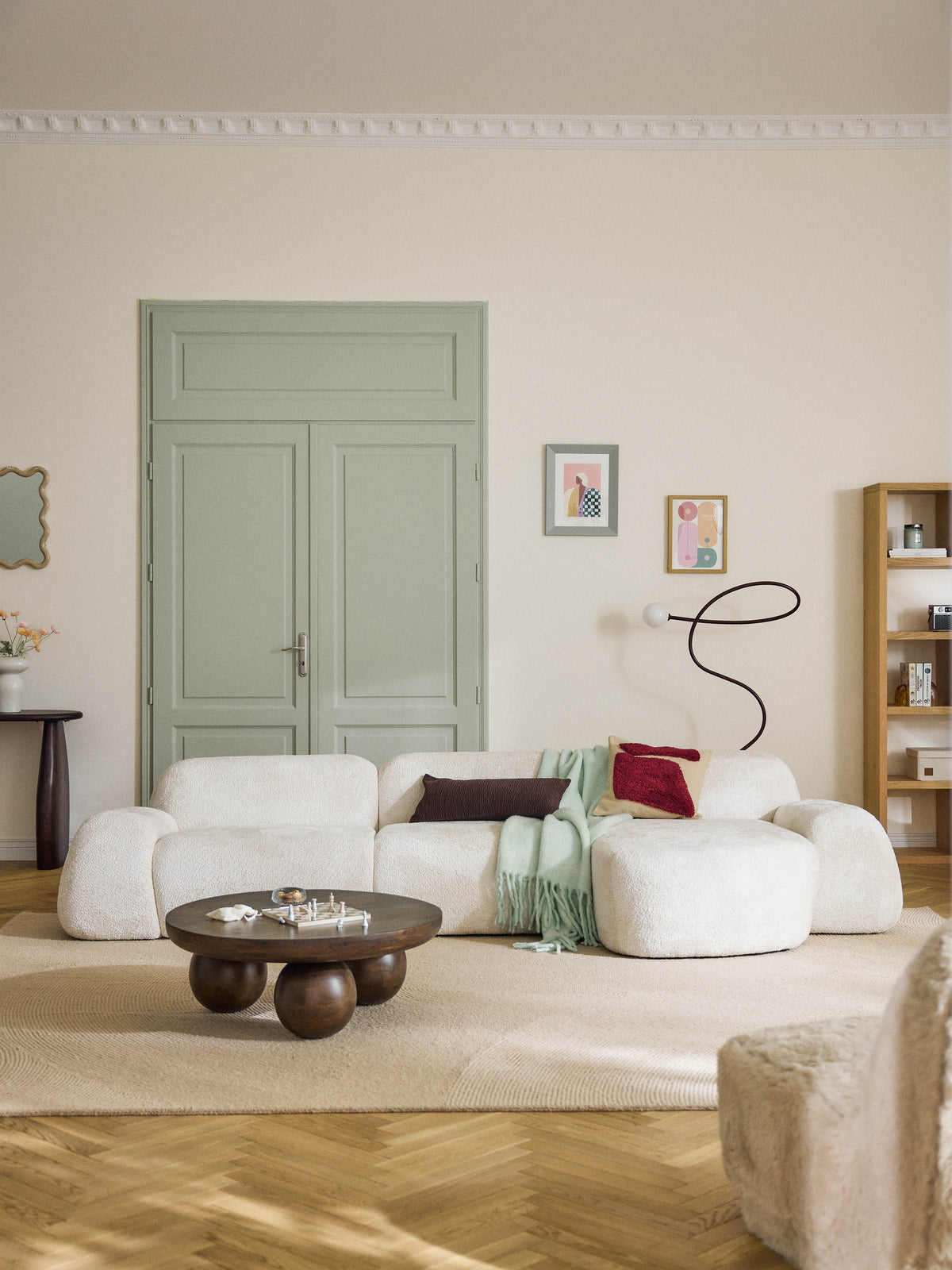 Wolkelle Modular Teddy Bouclé Corner Sofa (4-Seater)