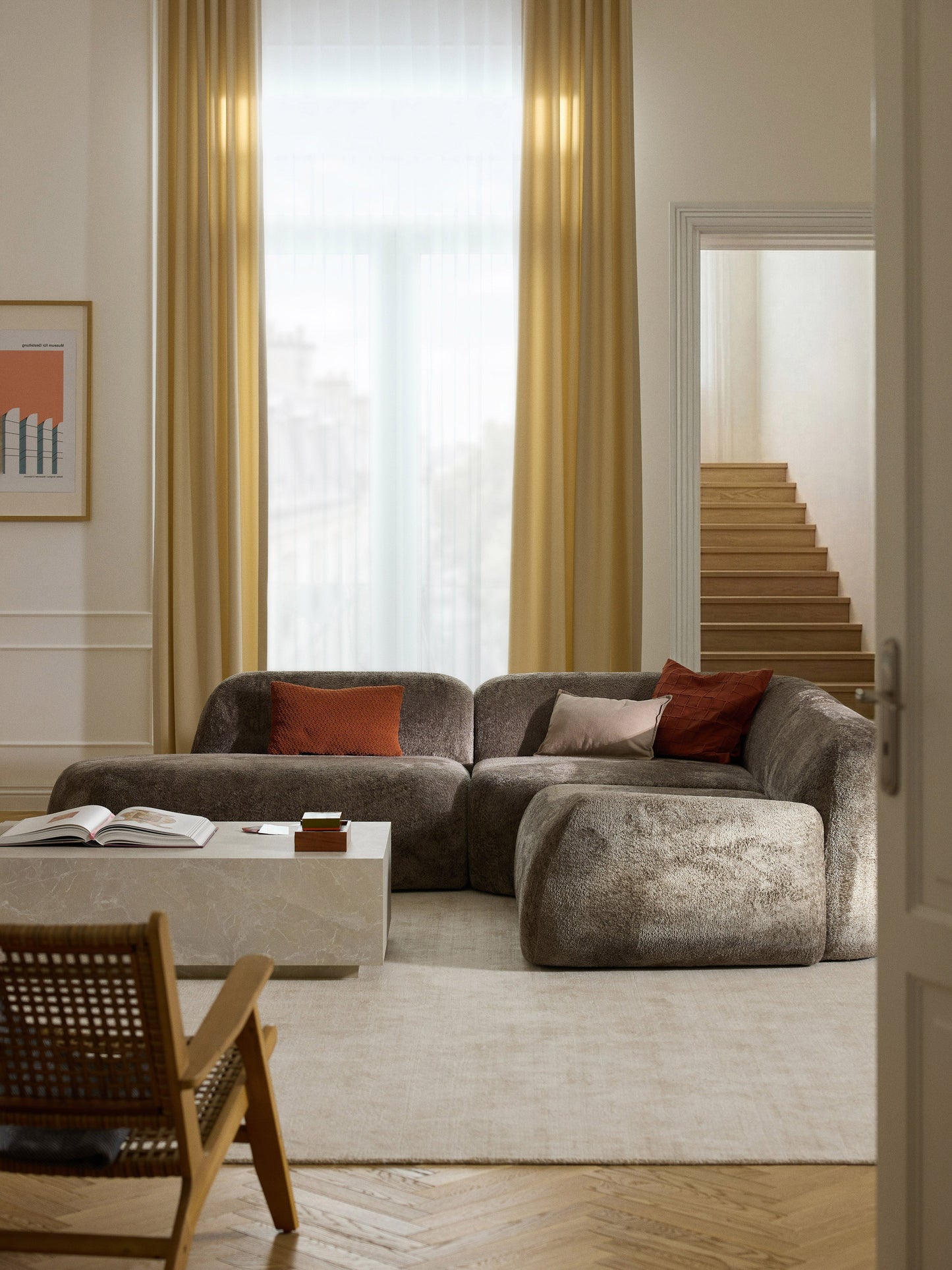 Wolkelle Modular Teddy Bouclé Corner Sofa (4-Seater) with Chaise Longue