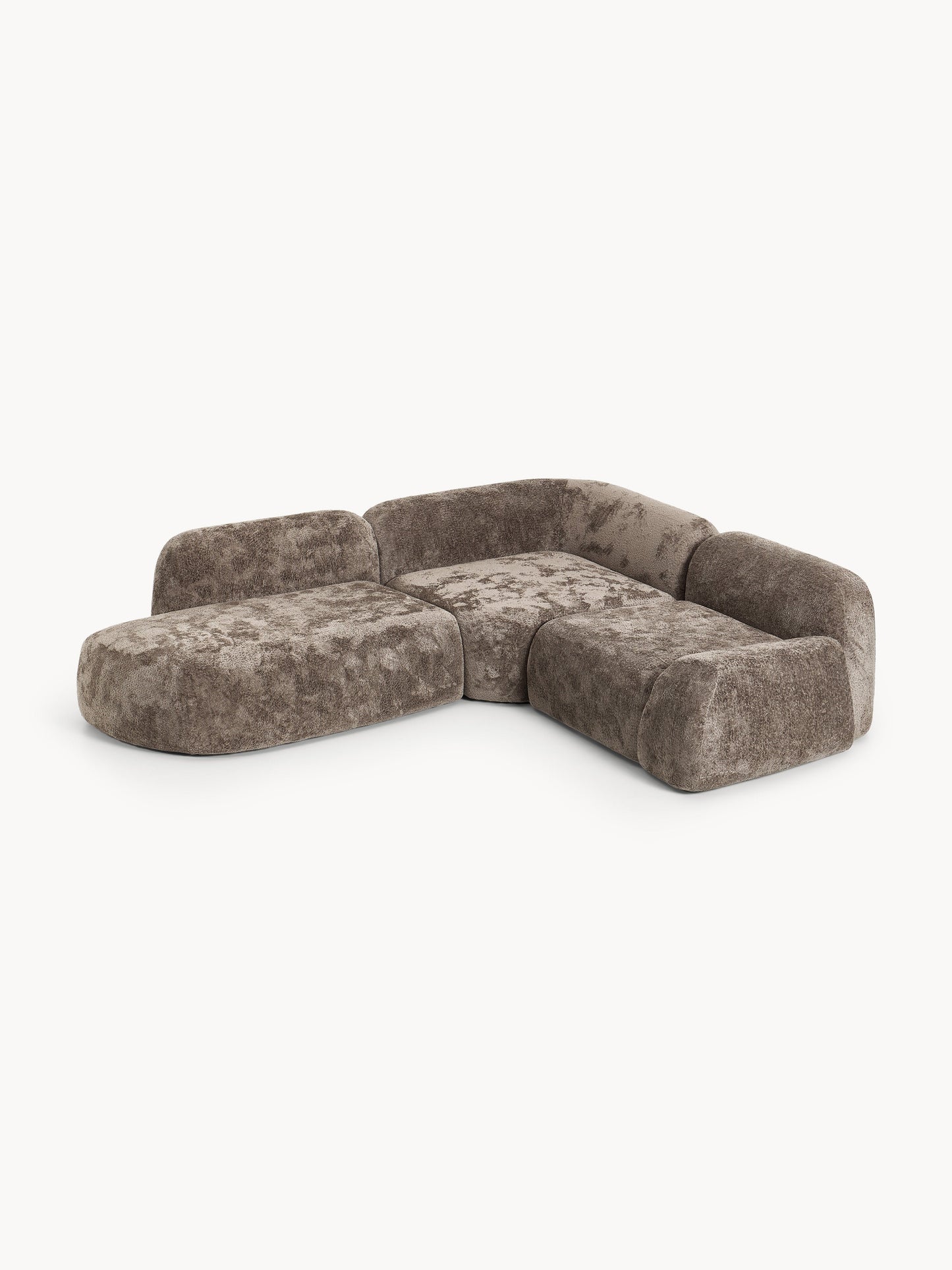Wolkelle Modular Teddy Bouclé Corner Sofa (4-Seater) with Chaise Longue