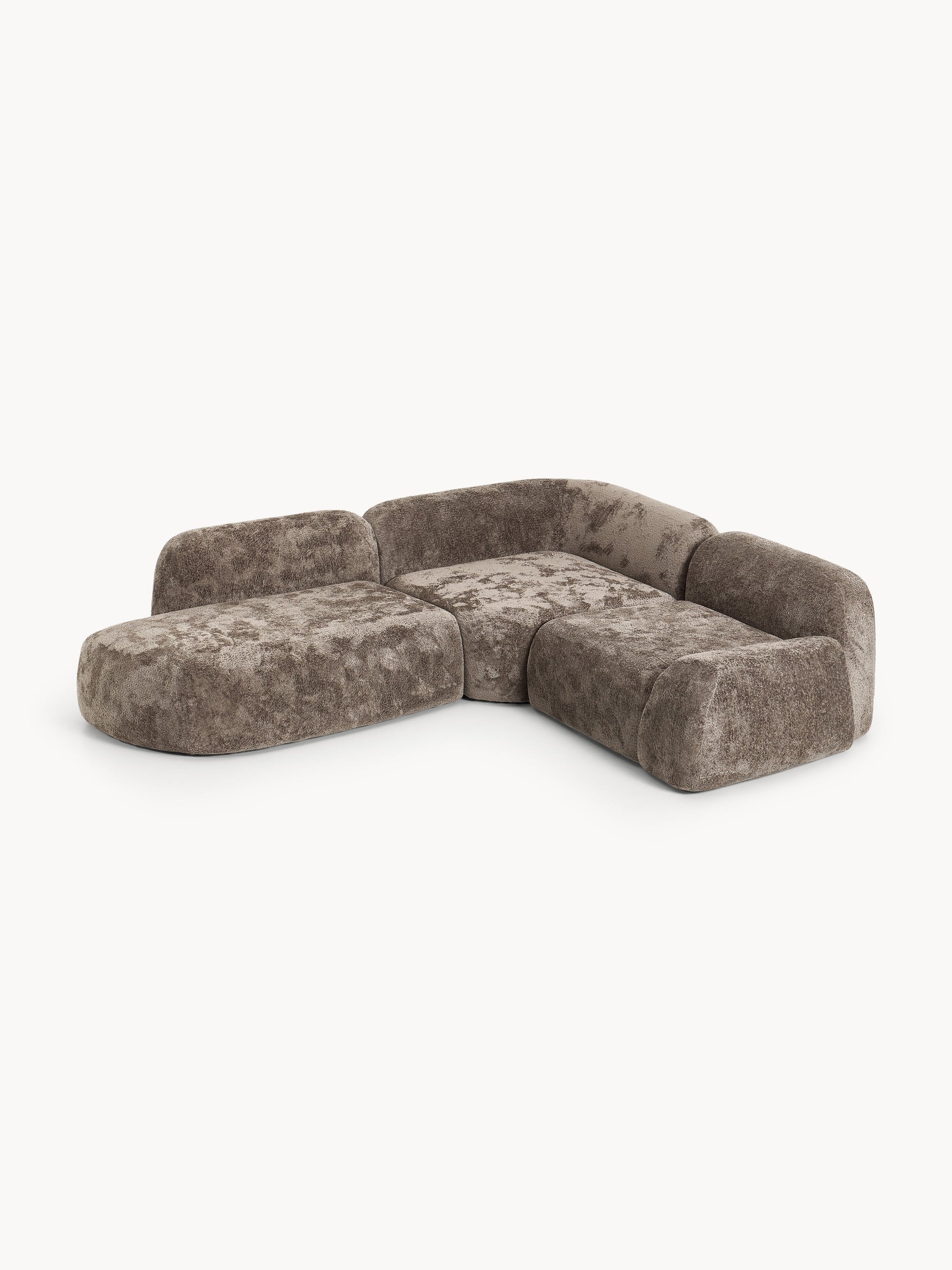 Wolkelle Modular Teddy Bouclé Corner Sofa (4-Seater) with Chaise Longue