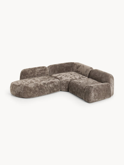 Wolkelle Modular Teddy Bouclé Corner Sofa (4-Seater) with Chaise Longue