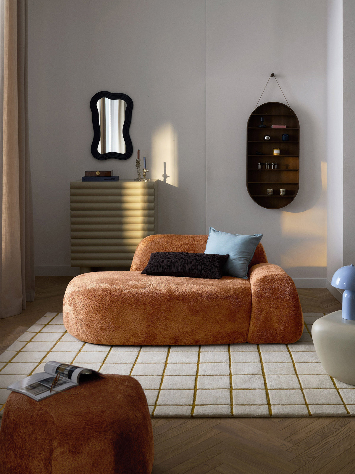 Wolkelle Teddy Bouclé Sofa (2-Seater) with Chaise Longue