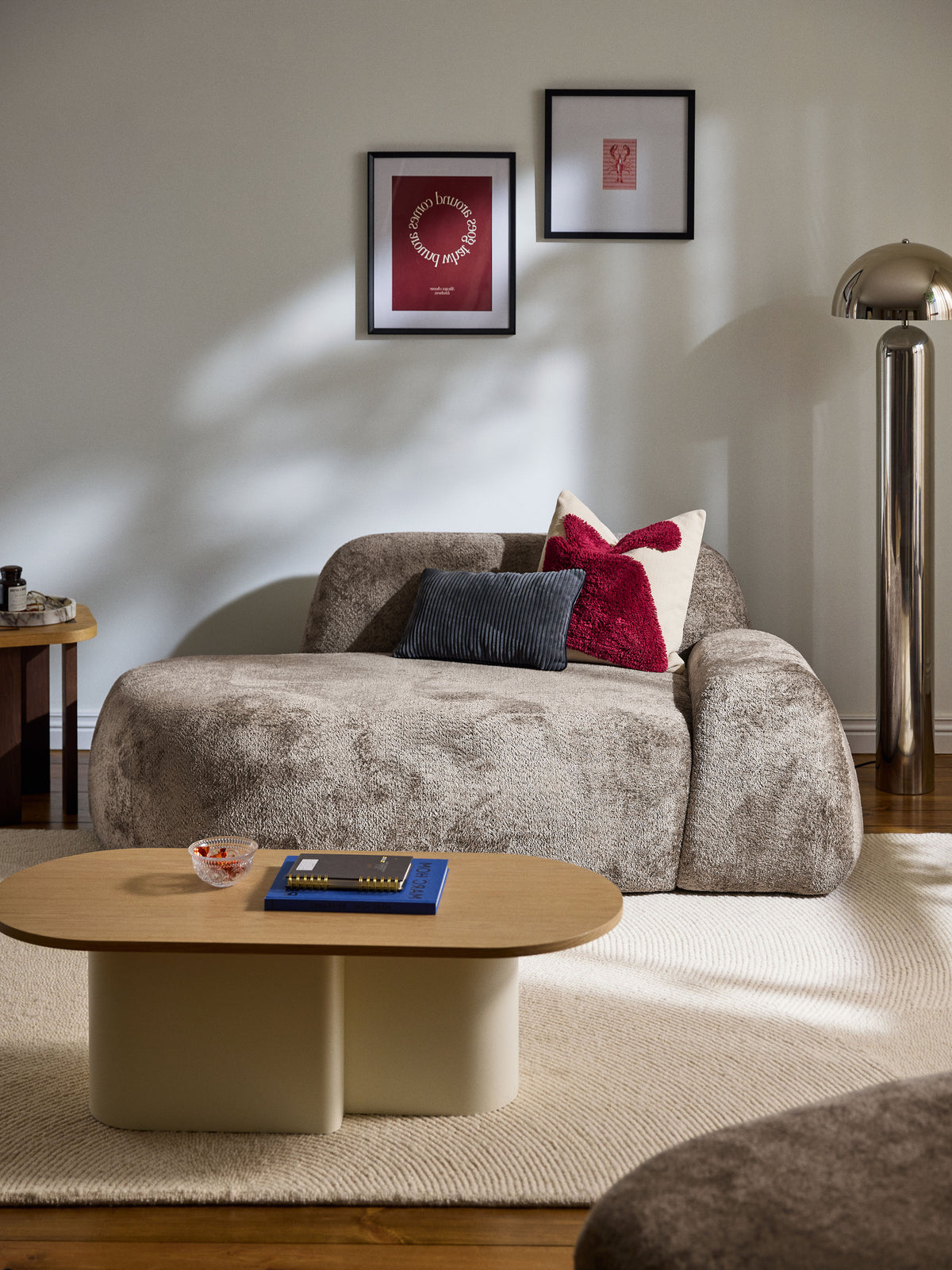 Wolkelle Teddy Bouclé Sofa (2-Seater) with Chaise Longue