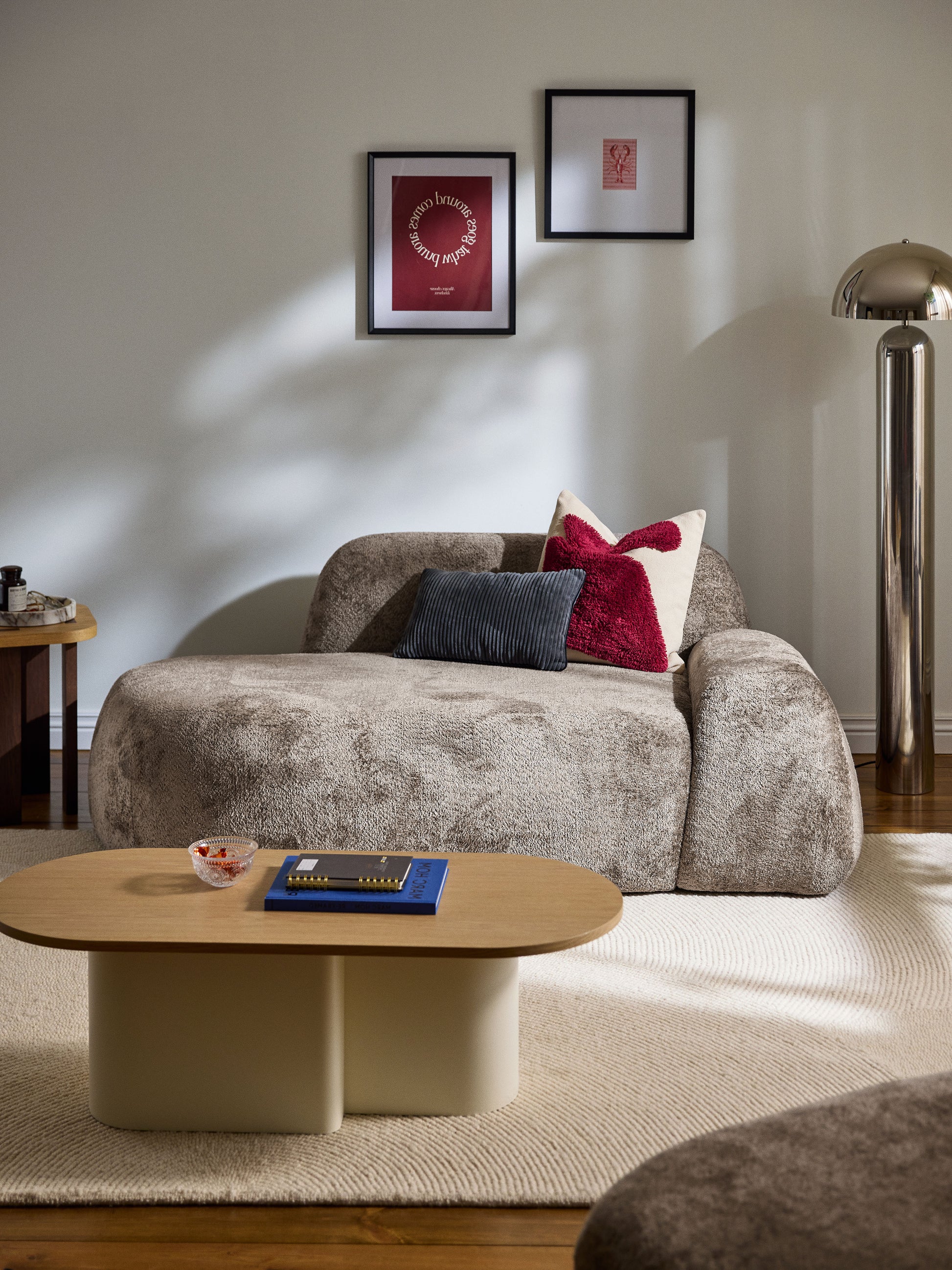 Wolkelle Teddy Bouclé Sofa (2-Seater) with Chaise Longue