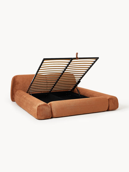 Wolkelle Upholstered Bed in Teddy Bouclé with Storage