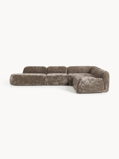 Wolkelle XL Modular Teddy Bouclé Corner Sofa with Chaise Longue
