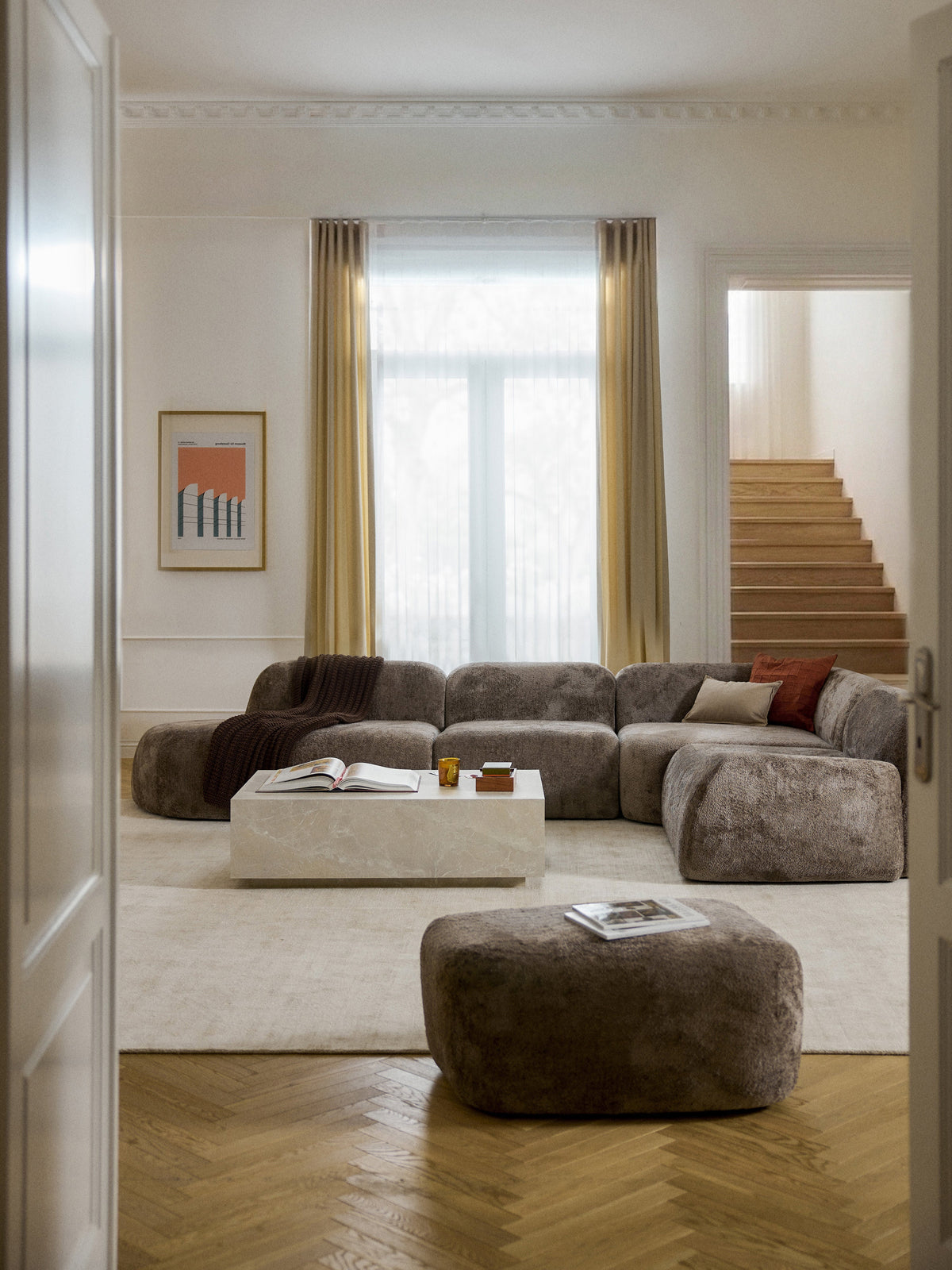 Wolkelle XL Modular Teddy Bouclé Corner Sofa with Chaise Longue