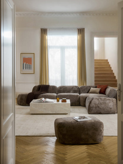 Wolkelle XL Modular Teddy Bouclé Corner Sofa with Chaise Longue