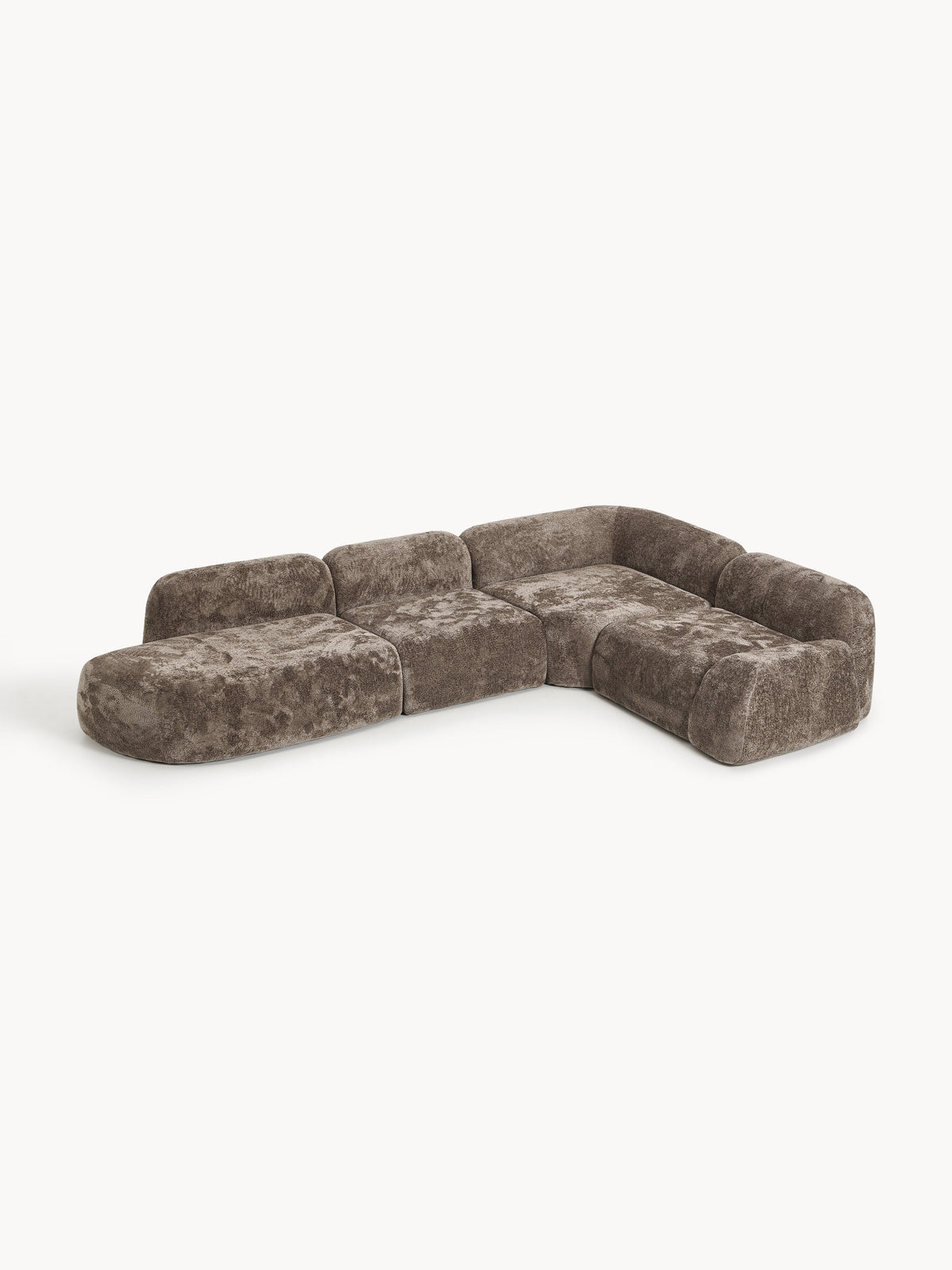 Wolkelle XL Modular Teddy Bouclé Corner Sofa with Chaise Longue