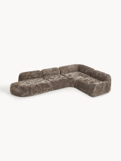 Wolkelle XL Modular Teddy Bouclé Corner Sofa with Chaise Longue